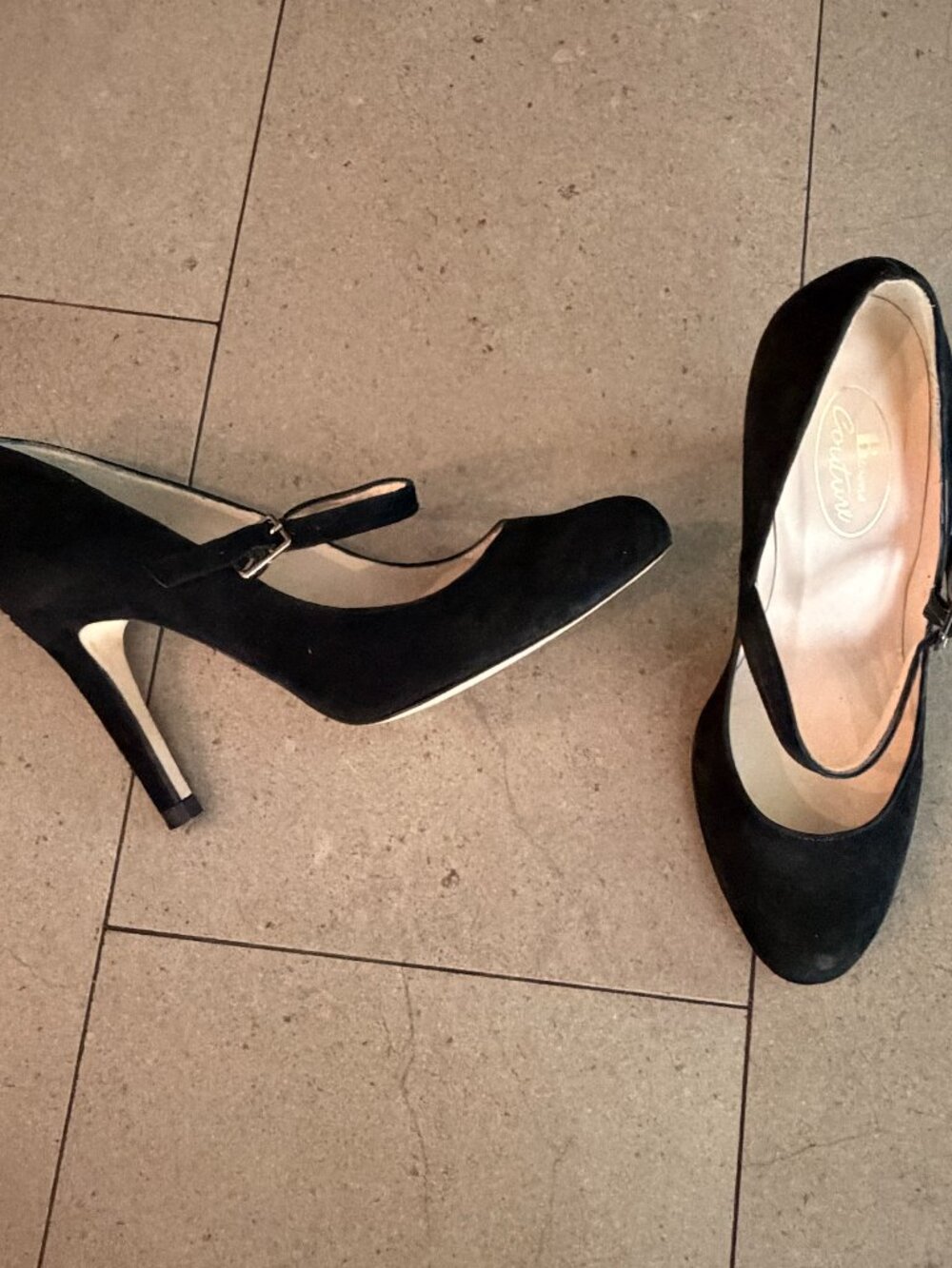 Browns Couture Mary Jane high Black suede heel pump-Size 37